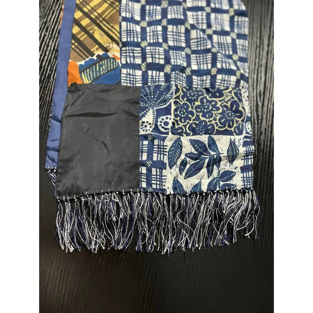 Patchwork/Multipattern Boho Silk Fringe Scarf